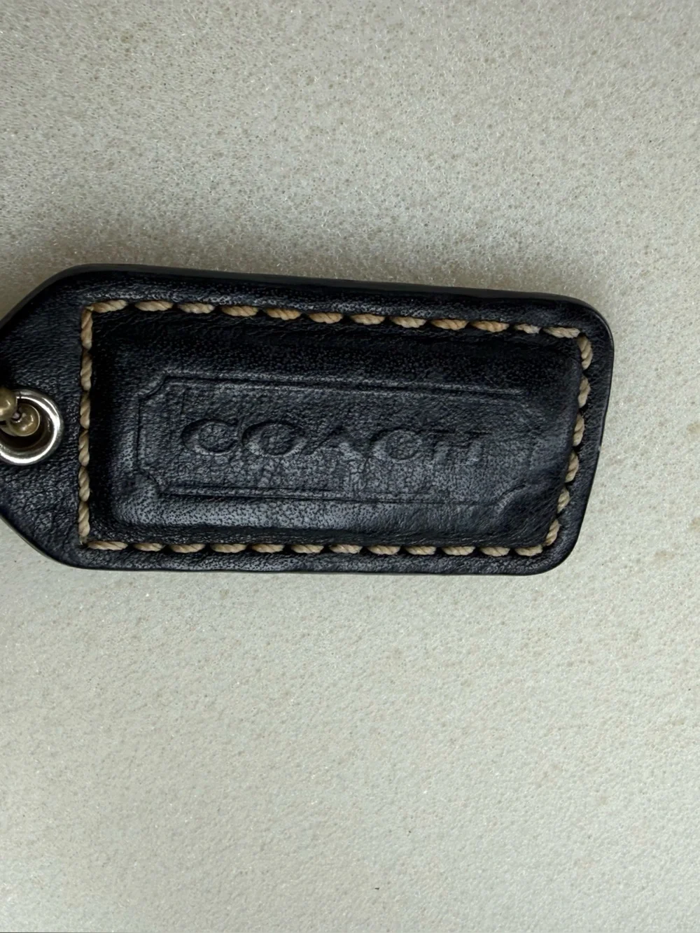 Vintage Coach 9741 Black Leather Shoulder Bag Purse Contrast Stitching